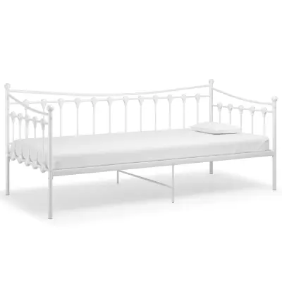 vidaXL Posteljni okvir bel kovinski 90x200 cm