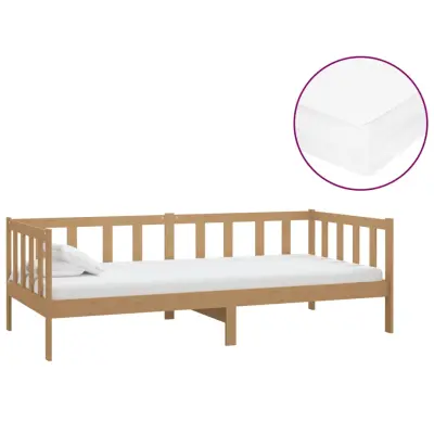 vidaXL Dnevna postelja z vzmetnico 90x200 cm medeno rjava borovina