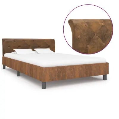 vidaXL Posteljni okvir rjav iz umetnega semiš usnja 120x200 cm