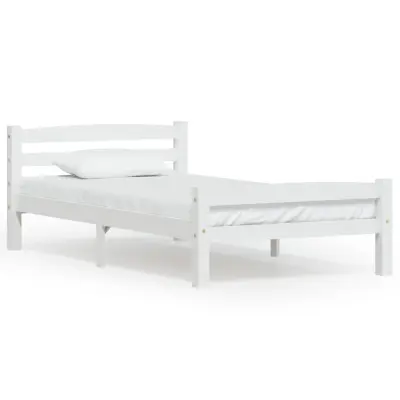 vidaXL Posteljni okvir bel iz trdne borovine 100x200 cm