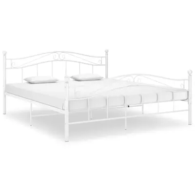 vidaXL Posteljni okvir bel kovinski 200x200 cm
