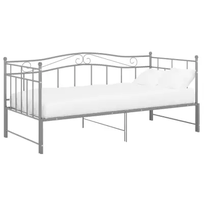 vidaXL Izvlečni posteljni okvir siv iz kovine 90x200 cm