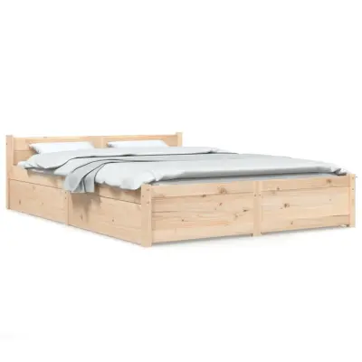 vidaXL Posteljni okvir s predali 135x190 cm