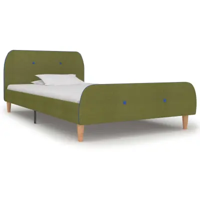 vidaXL Posteljni okvir zeleno blago 90x200 cm
