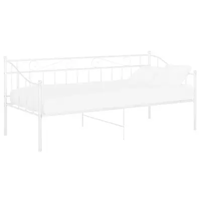 vidaXL Posteljni okvir bel kovinski 90x200 cm