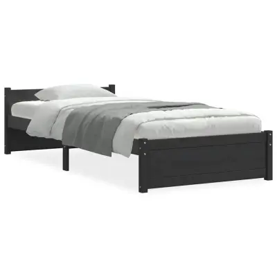vidaXL Posteljni okvir črn iz trdnega lesa 90x200 cm