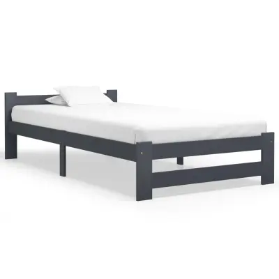 vidaXL Posteljni okvir temno siv iz trdne borovine 100x200 cm