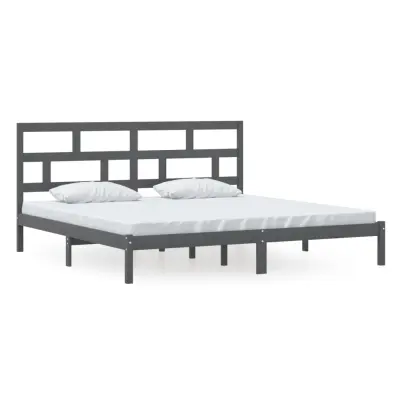 vidaXL Posteljni okvir siv iz borovine 200x200 cm