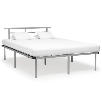 vidaXL Posteljni okvir brez vzmetnice siv kovinski 140x200 cm