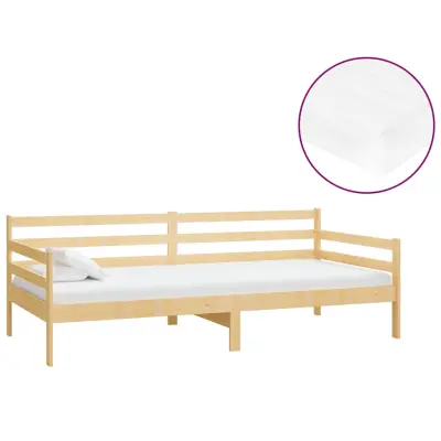 vidaXL Dnevna postelja z vzmetnico 90x200 cm trdna borovina