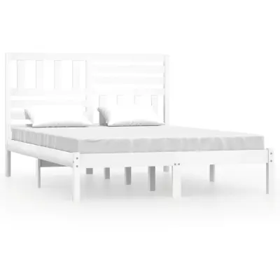 vidaXL Posteljni okvir bel iz trdne borovine 160x200 cm