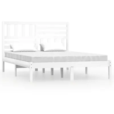 vidaXL Posteljni okvir bel iz trdne borovine 140x190 cm