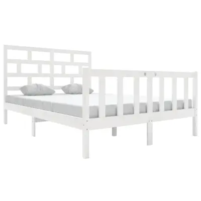 vidaXL Posteljni okvir bel iz borovine 120x200 cm