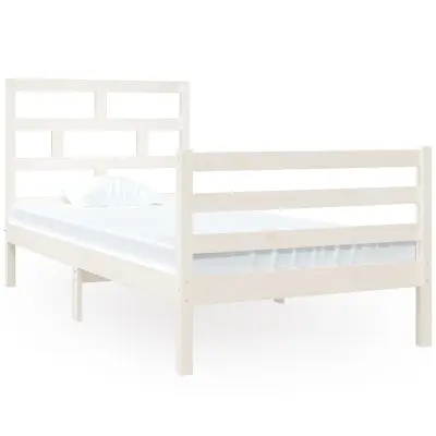 vidaXL Posteljni okvir bel 90x190 cm trden les