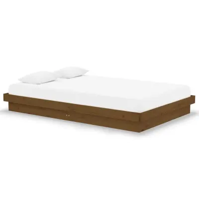 vidaXL Posteljni okvir medeno rjav iz trdnega lesa 120x190 cm