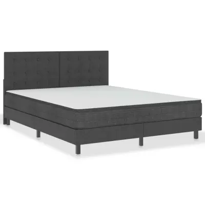 vidaXL Boxspring postelja temno sivo blago 160x200 cm