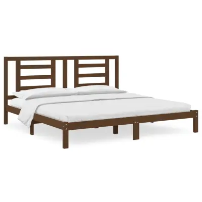 vidaXL Posteljni okvir medeno rjav iz trdne borovine 200x200 cm