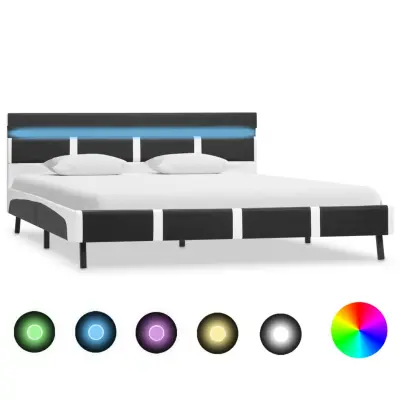 vidaXL Posteljni okvir LED sivo umetno usnje 140x200 cm