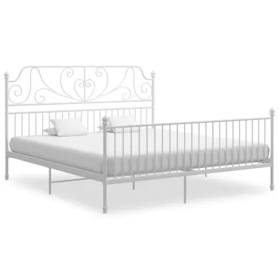 vidaXL Posteljni okvir bel kovinski 200x200 cm