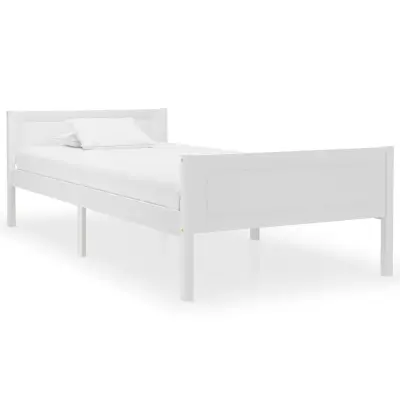 vidaXL Posteljni okvir iz trdne borovine bel 90x200 cm