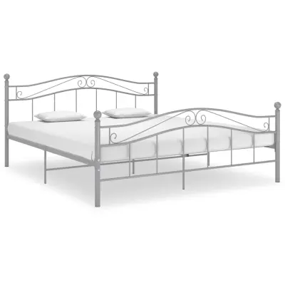vidaXL Posteljni okvir siv kovinski 200x200 cm
