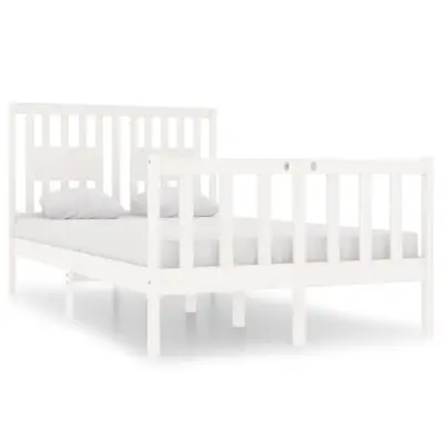 vidaXL Posteljni okvir bel iz trdnega lesa 120x190 cm