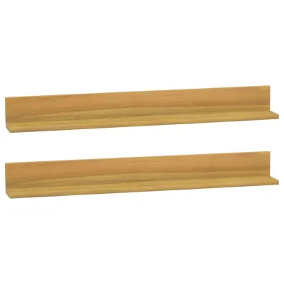 vidaXL Stenske police 2 kosa 90x10x10 cm trdna tikovina