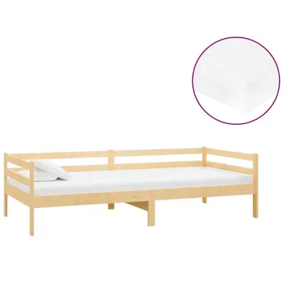 vidaXL Dnevna postelja z vzmetnico 90x200 cm trdna borovina