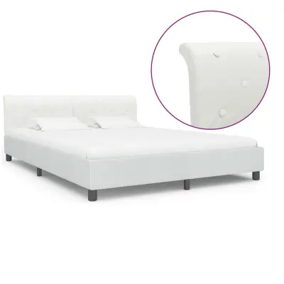vidaXL Posteljni okvir belo umetno usnje 160x200 cm