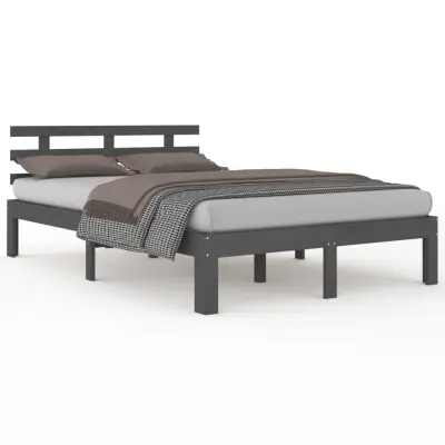 vidaXL Posteljni okvir siv iz trdnega lesa 200x200 cm