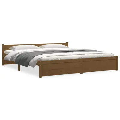 vidaXL Posteljni okvir medeno rjav iz trdnega lesa 200x200 cm