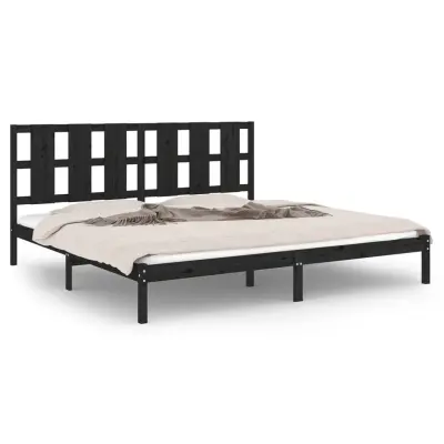 vidaXL Posteljni okvir črn iz trdne borovine 200x200 cm