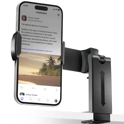 Vecnamensko držalo za pametni telefon, vrtenje za 360° in univerzalna miza/avtomobil/polica – crna