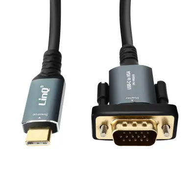 USB-C v VGA kabel visoke locljivosti 1080p, dolžina 1,8 m - LinQ
