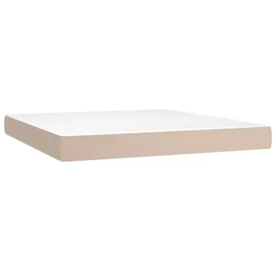 vidaXL Vzmetnica z žepkasto vzmetjo kapučino 160x200x20 cm um. usnje