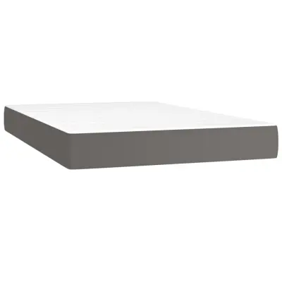 vidaXL Vzmetnica z žepkasto vzmetjo siva 120x200x20 cm umetno usnje