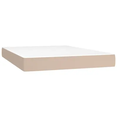 vidaXL Vzmetnica z žepkasto vzmetjo kapučino 140x200x20 cm um. usnje