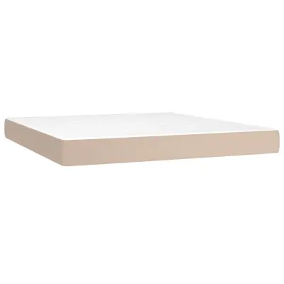 vidaXL Vzmetnica z žepkasto vzmetjo kapučino 180x200x20 cm um. usnje