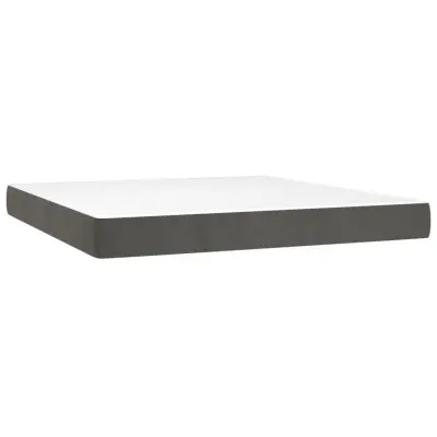 vidaXL Vzmetnica z žepkasto vzmetjo temno siva 160x200x20 cm žamet