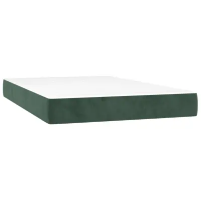 vidaXL Vzmetnica z žepkasto vzmetjo temno zelena 120x200x20 cm žamet