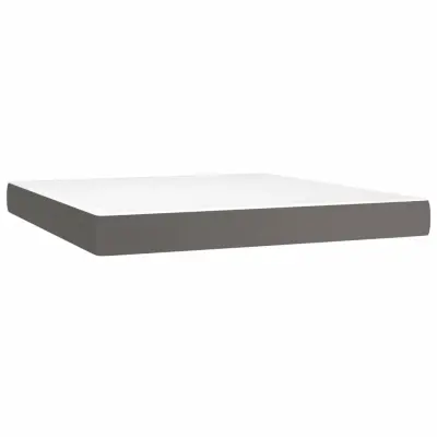 vidaXL Vzmetnica z žepkasto vzmetjo siva 160x200x20 cm umetno usnje