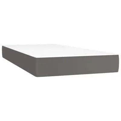 vidaXL Vzmetnica z žepkasto vzmetjo siva 100x200x20 cm umetno usnje