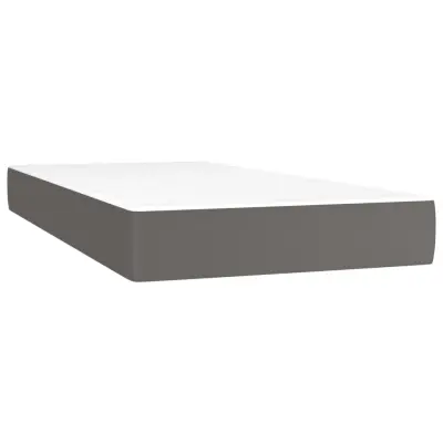 vidaXL Vzmetnica z žepkasto vzmetjo siva 90x200x20 cm umetno usnje