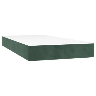 vidaXL Vzmetnica z žepkasto vzmetjo temno zelena 90x190x20 cm žamet