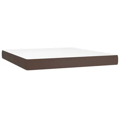 vidaXL Vzmetnica z žepkasto vzmetjo rjava 160x200x20 cm umetno usnje