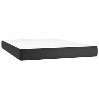 vidaXL Vzmetnica z žepkasto vzmetjo črna 140x200x20 cm umetno usnje