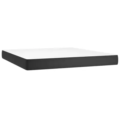 vidaXL Vzmetnica z žepkasto vzmetjo črna 180x200x20 cm umetno usnje