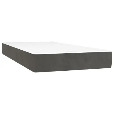 vidaXL Vzmetnica z žepkasto vzmetjo temno siva 90x200x20 cm žamet