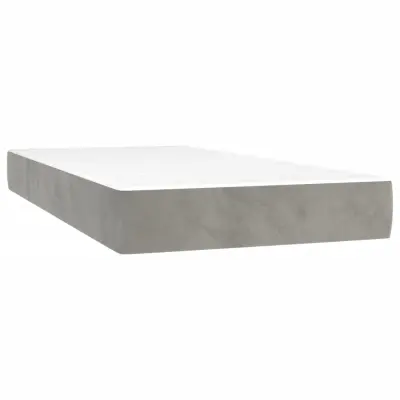 vidaXL Vzmetnica z žepkasto vzmetjo svetlo siva 90x200x20 cm žamet