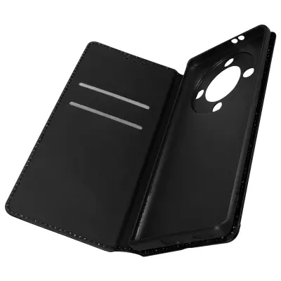 Ovitek za Honor Magic 5 Lite 5G, shramba za kartice z video držalom in magnetnim preklopom - crna